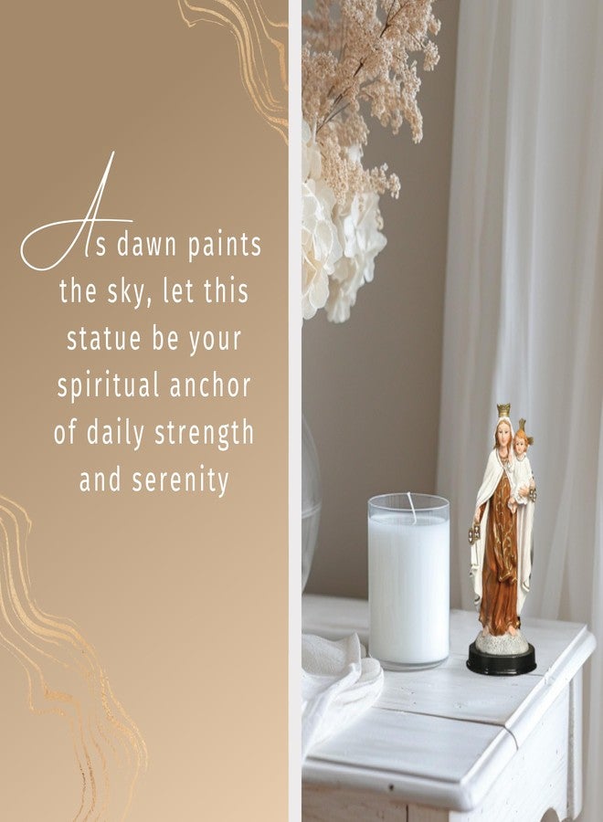 Trendzeen 5 Inch Our Lady of Mt Carmel Statue - Our Lady of Mount Carmel Prayer Card, The Lord's Prayer Card - Mother Mary Statue for Home Decor, Altar - Virgen Del Carmen Estatua - 3 Items Set - Image 3